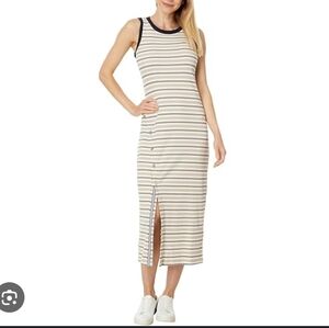 NWOT Tommy Hilfiger women's sleeveless ribbed striped Slit midi dress Cotton XL